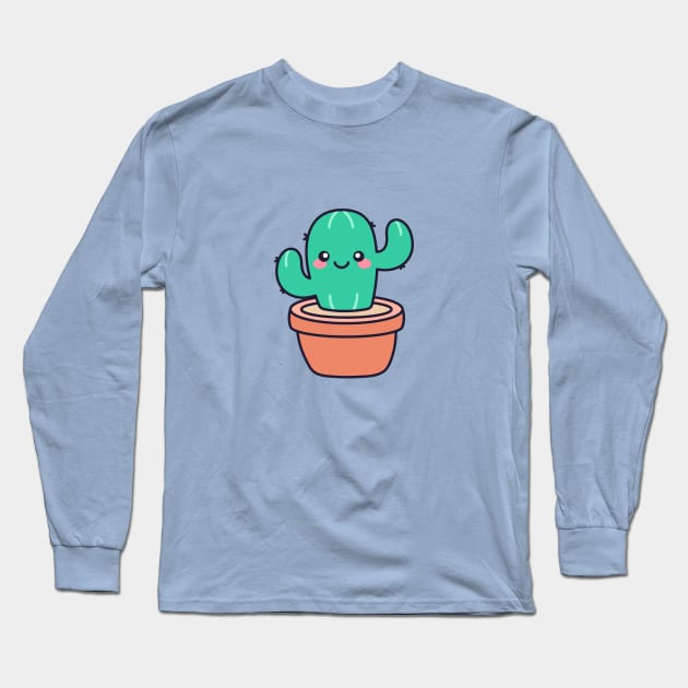 Cute Cactus Long Sleeve T-Shirt by Gi.illust